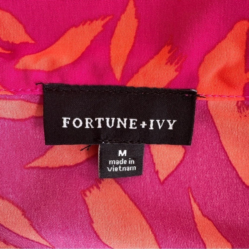 Fortune + Ivy Bright Pink Orange Sleeveless Faux Wrap Women Size M Knee Length - Picture 12 of 14